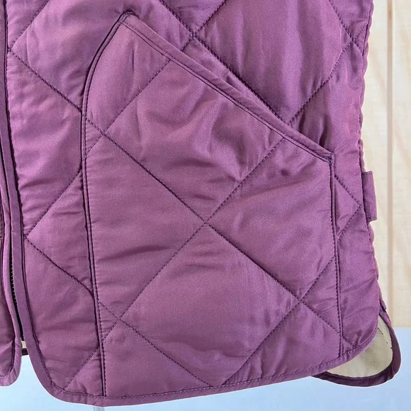 J.Crew Quilted Vest Burgundy Full Zip Pockets Women's Size M Authentic Outerwear - Picture 5 of 16